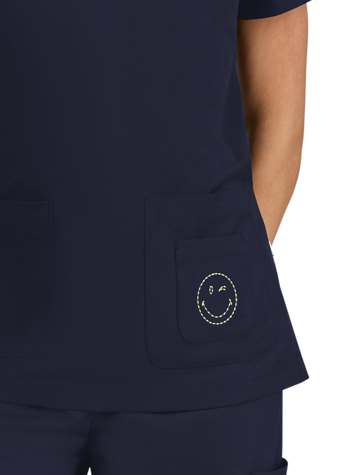 Women's 3-Pocket V-Neck Blissful Top - S101 - Navy