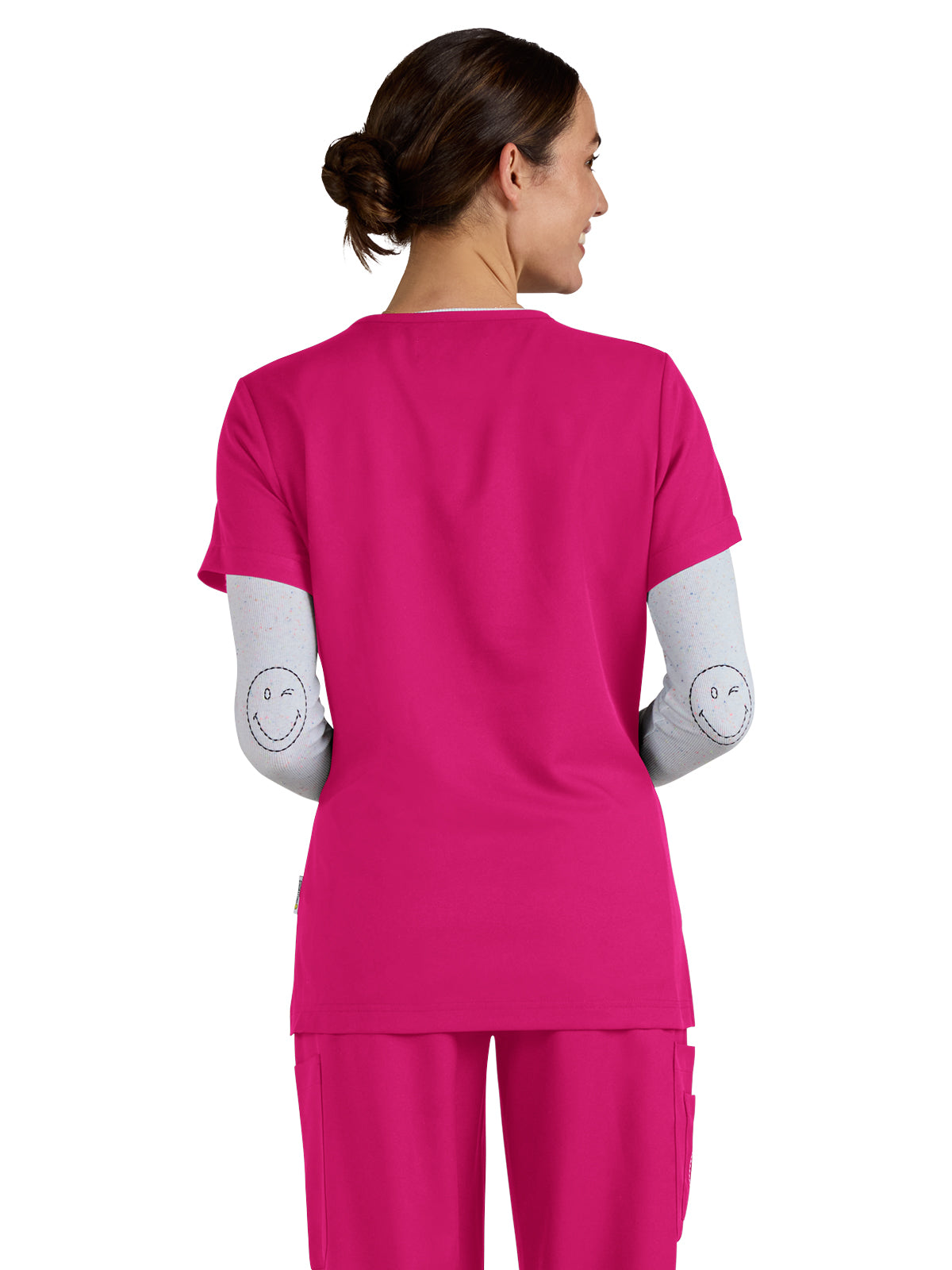 Women's 3-Pocket V-Neck Blissful Top - S101 - Elevated Pink