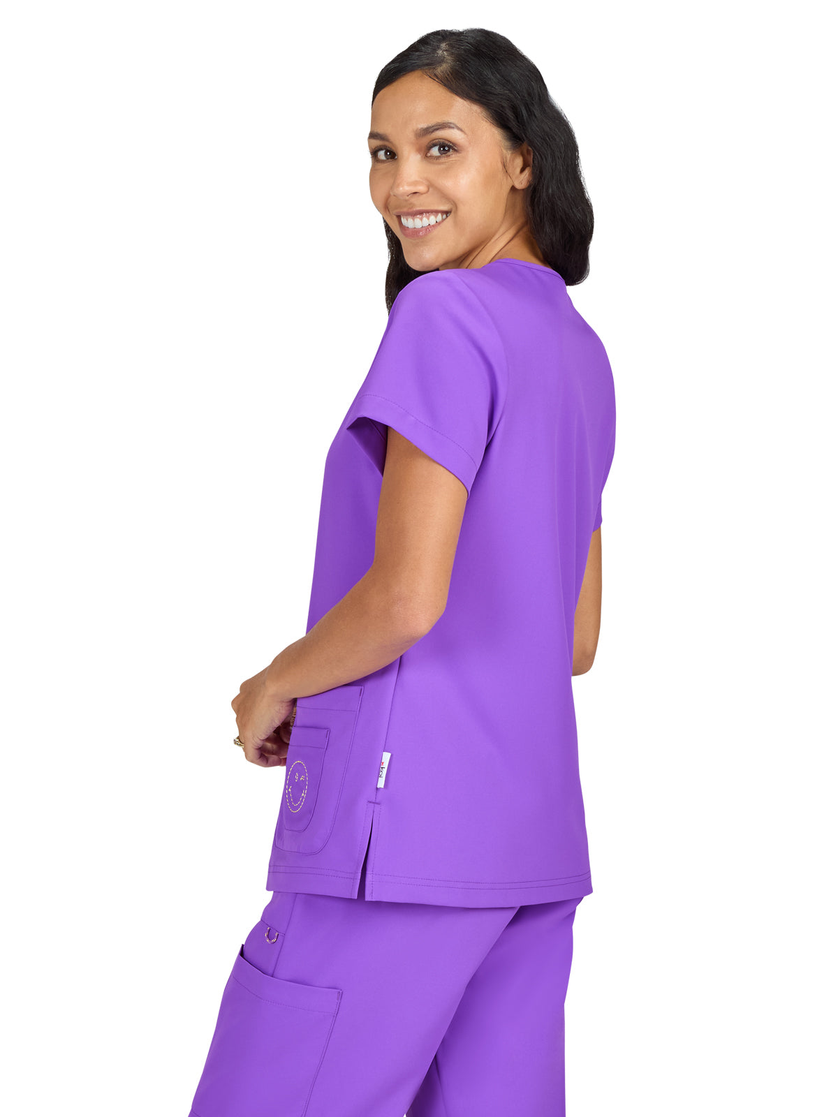 Women's 3-Pocket V-Neck Blissful Top - S101 - Purple Punch