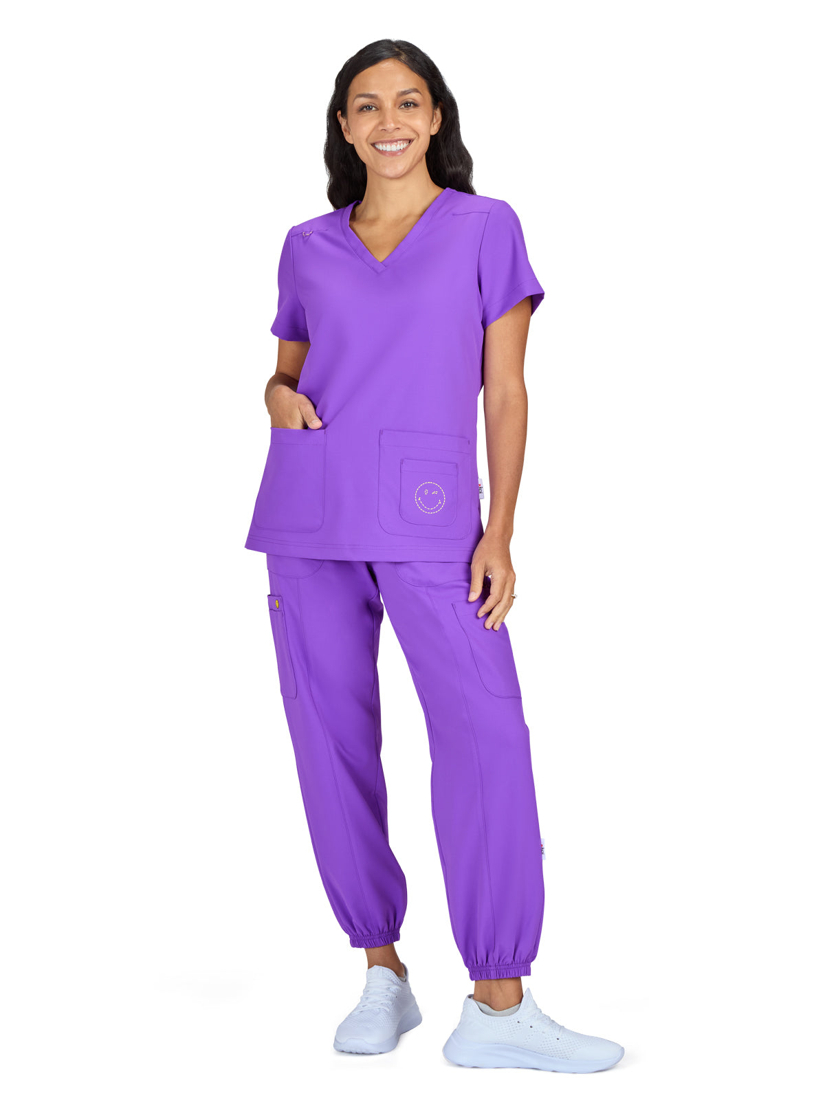 Women's 3-Pocket V-Neck Blissful Top - S101 - Purple Punch
