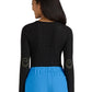 Women's Speckled Rib Smiley Face Elbow Tender Underscrub Tee - S104 - Black Confetti