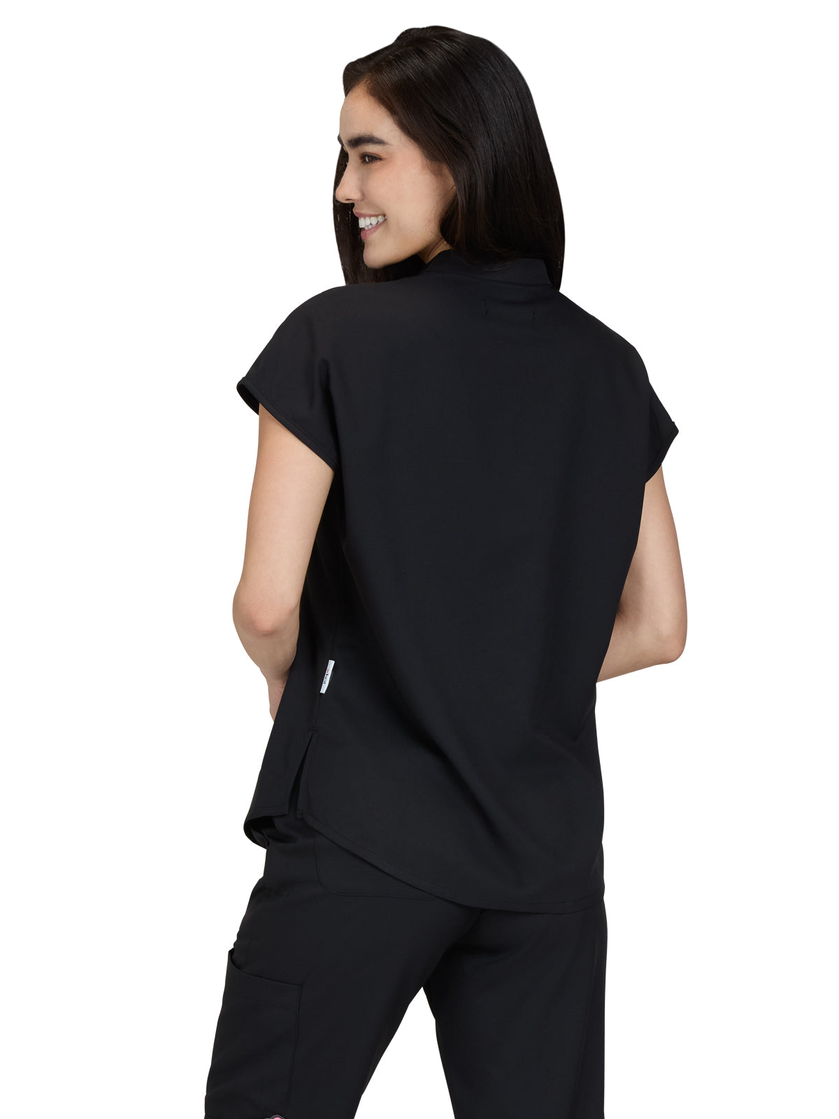 Women's 1-Pocket Split Neck Dolman Sleeve Limited Edition Dreamy Top - S105L - Black