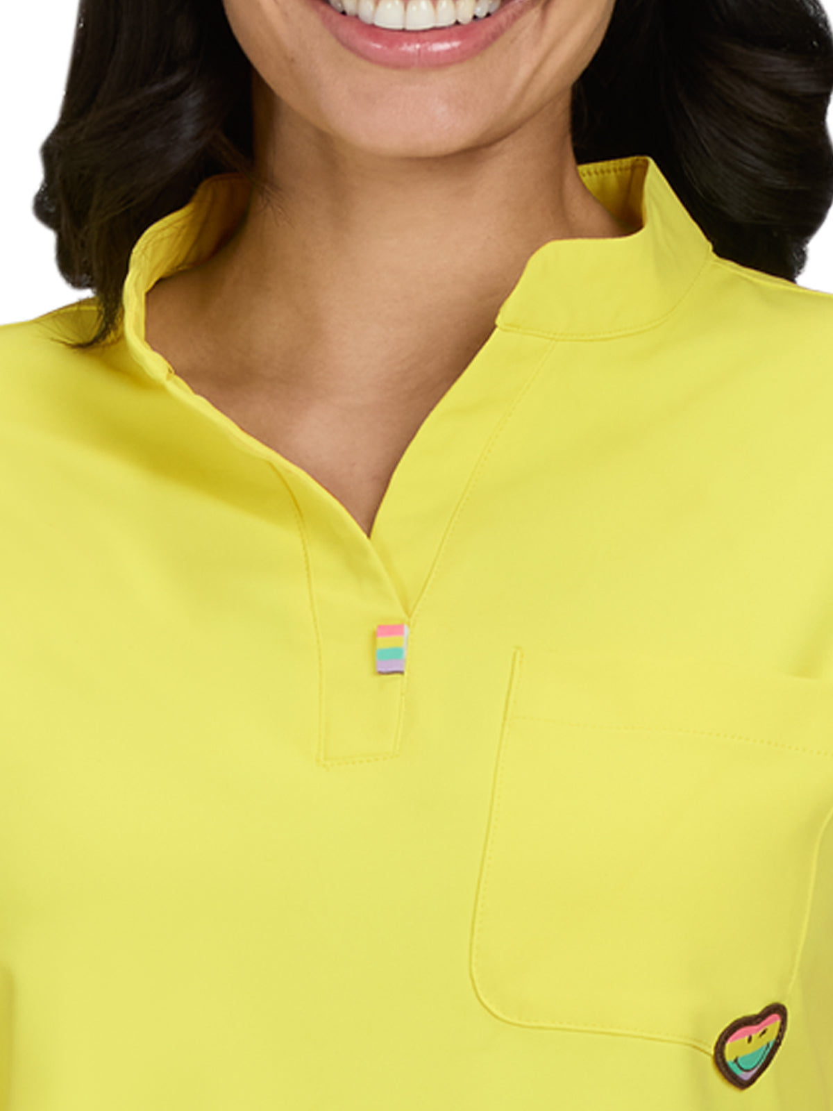 Women's 1-Pocket Split Neck Dolman Sleeve Limited Edition Dreamy Top - S105L - Loving Yellow