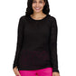 Women's Smiley Face Burnout Design Long Sleeve Kind Underscrub Tee - S106PR - Black