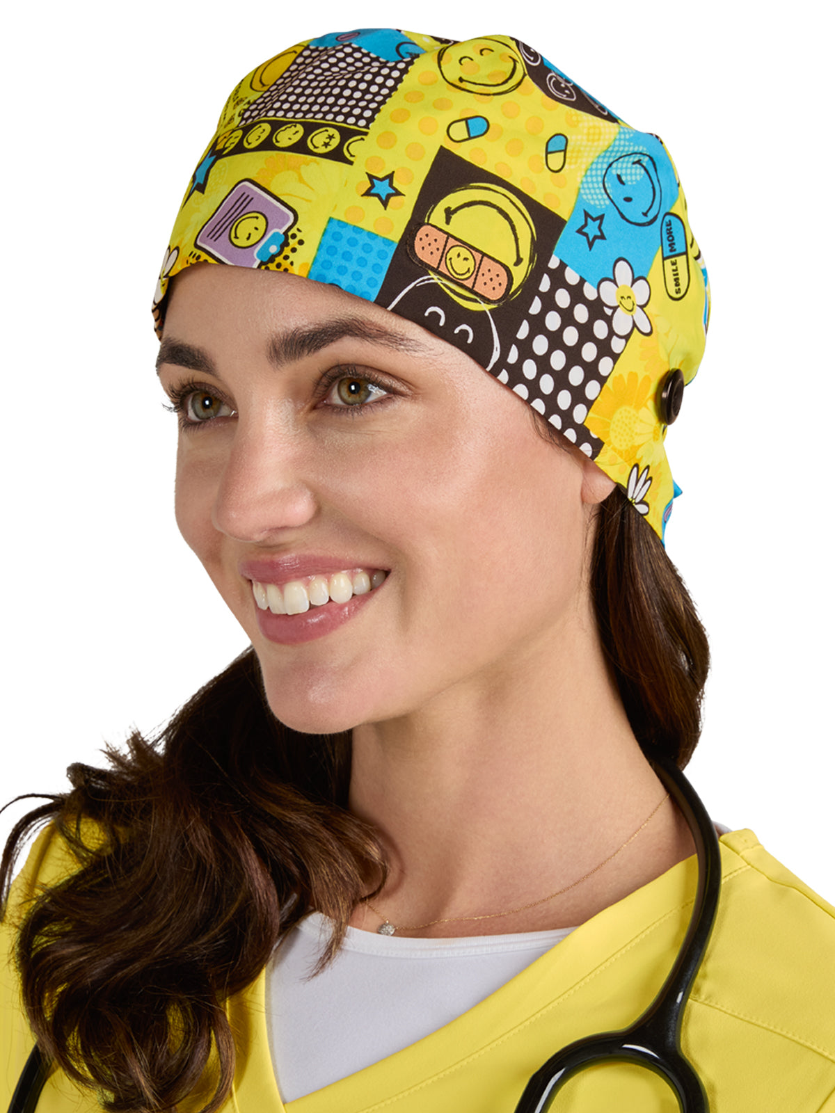 Unisex Printed Breathable Stretch Scrub Cap - SA174PR - Keep Smiling