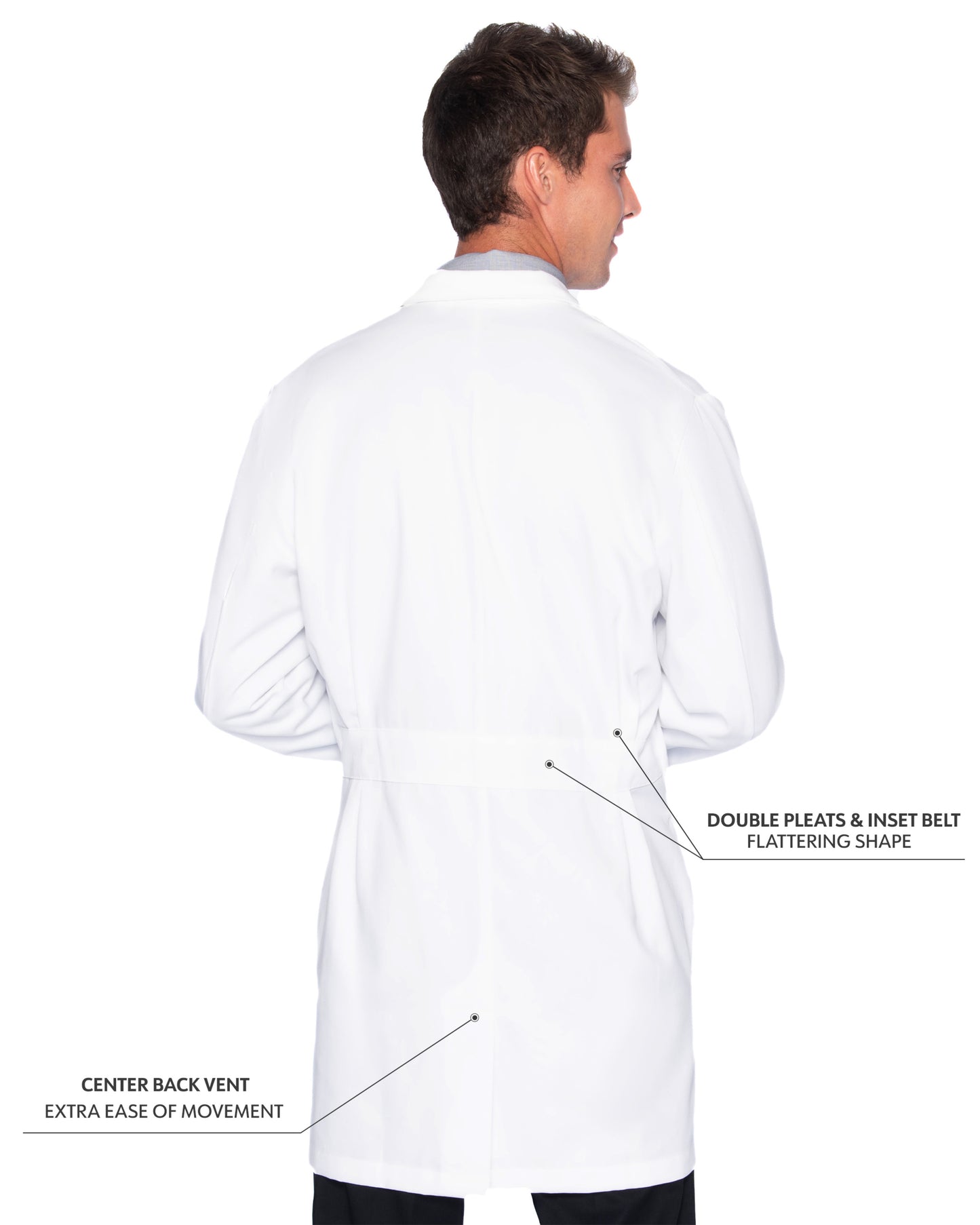 Men's Five-Pocket Poly/Cotton 37" Full-Length Lab Coat - 3124WWVC - White - WWVC