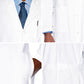 Men's Three-Pocket 100% Cotton 43.5" Full-Length Lab Coat - 3138 - White