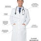 Men's Three-Pocket 43.5" Full-Length Lab Coat - 3140 - White Twill