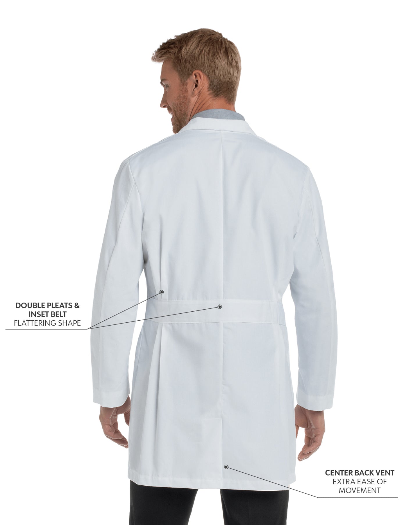 Men's Three-Pocket 35.5" Mid-Length Lab Coat - 3148 - White