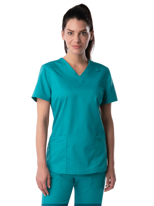 Women's 3-Pocket Fade Resistant V-Neck Top - 4160 - Teal