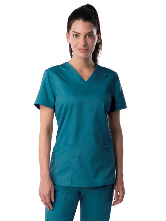 Women's 3-Pocket Fade Resistant V-Neck Top - 4160 - Caribbean