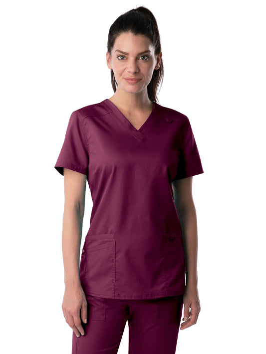 Women's 3-Pocket Fade Resistant V-Neck Top - 4160 - Wine
