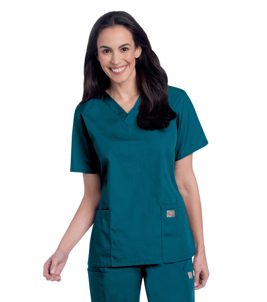 Women's 3-Pocket Clean Back V-Neck Top - 70221 - Caribbean