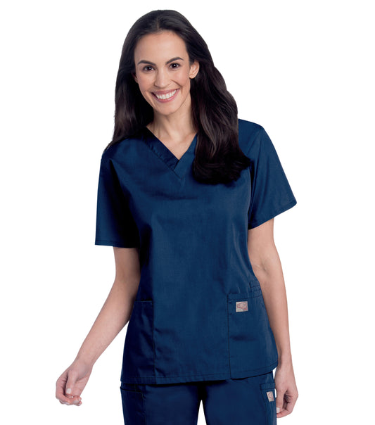Women's 3-Pocket Clean Back V-Neck Top - 70221 - Navy