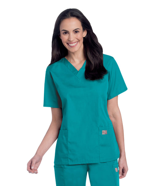 Women's 3-Pocket Clean Back V-Neck Top - 70221 - Teal