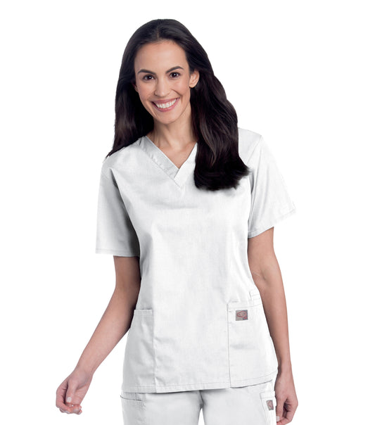 Women's 3-Pocket Clean Back V-Neck Top - 70221 - White