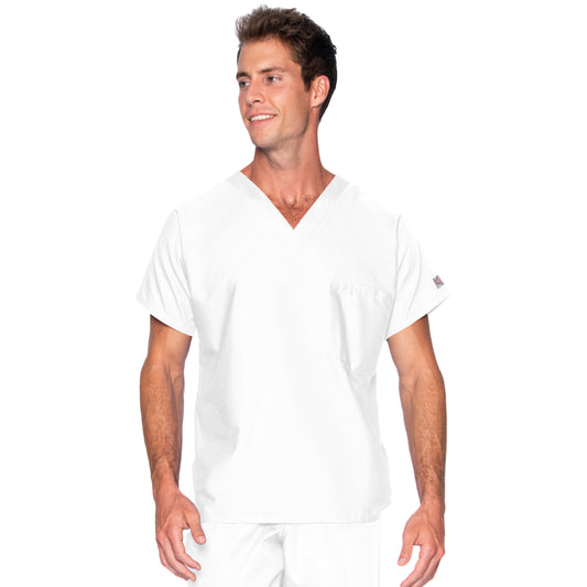 Unisex 1-Pocket Dolman Sleeve Tuckable V-Neck Top - 71221 - White