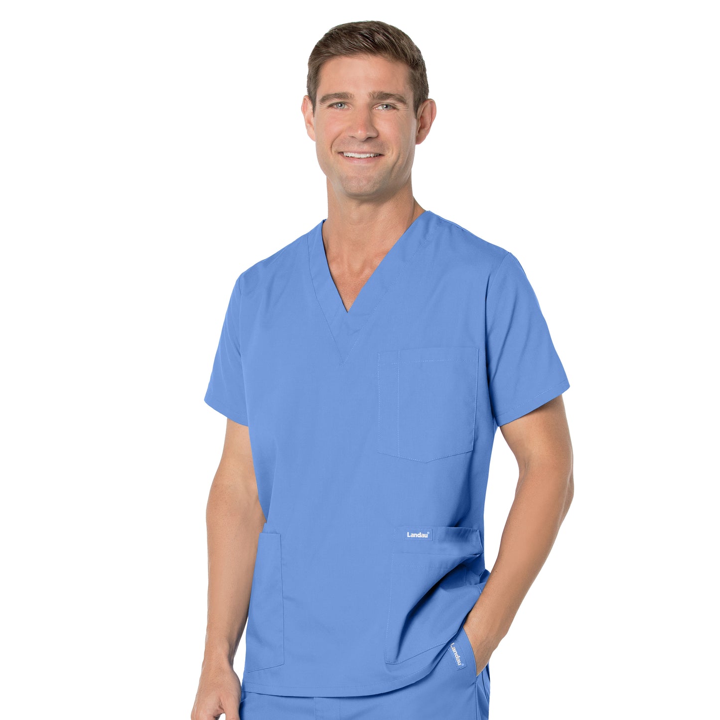 Men's 5-Pocket V-Neck Top - 7489 - Ceil Blue