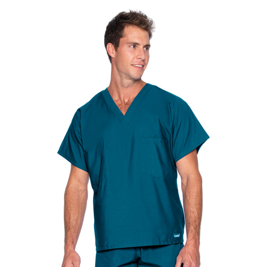 Unisex Reversible 1-Pocket V-Neck Top - 7502 - Caribbean Blue