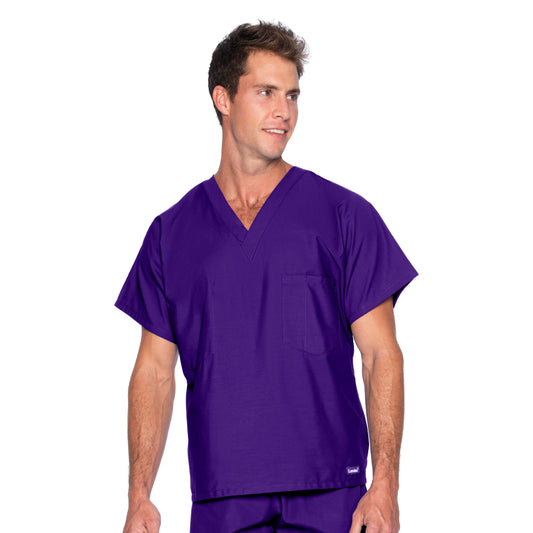 Unisex Reversible 1-Pocket V-Neck Top - 7502 - Grape