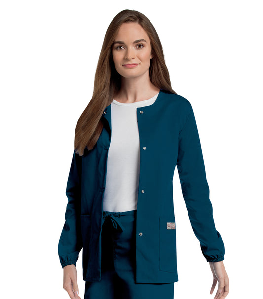 Women's 3-Pocket Crew Neck Warm-Up Jacket - 75221 - Navy