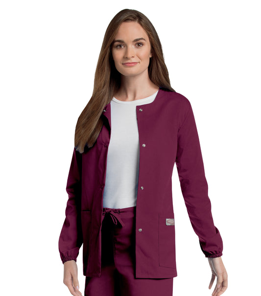Women's 3-Pocket Crew Neck Warm-Up Jacket - 75221 - Wine