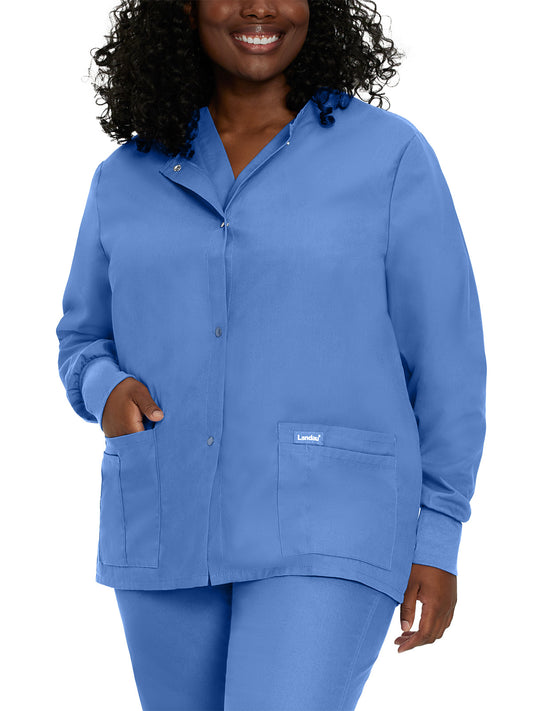 Women's 4-Pocket Crew Neck Warm-Up Jacket - 7525 - Ceil Blue