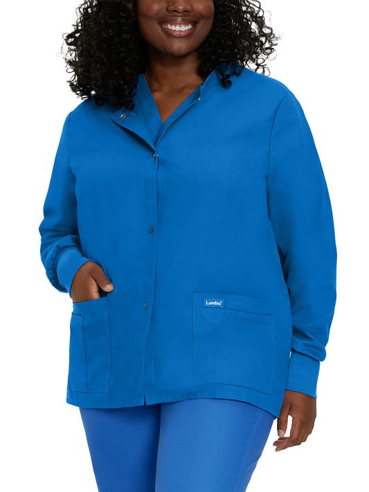 Women's 4-Pocket Crew Neck Warm-Up Jacket - 7525 - Royal Blue