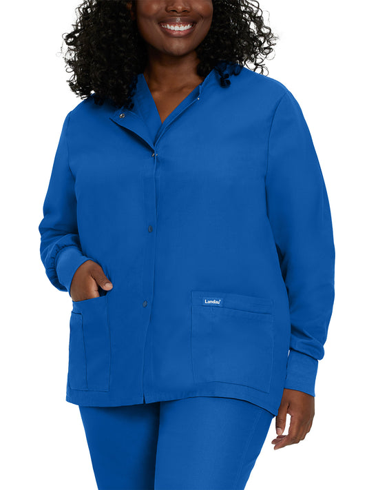Women's 4-Pocket Crew Neck Warm-Up Jacket - 7525 - Galaxy Blue