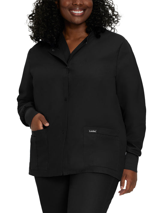 Women's 4-Pocket Crew Neck Warm-Up Jacket - 7525 - Black
