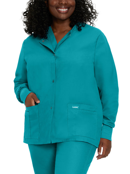 Women's 4-Pocket Crew Neck Warm-Up Jacket - 7525 - Teal