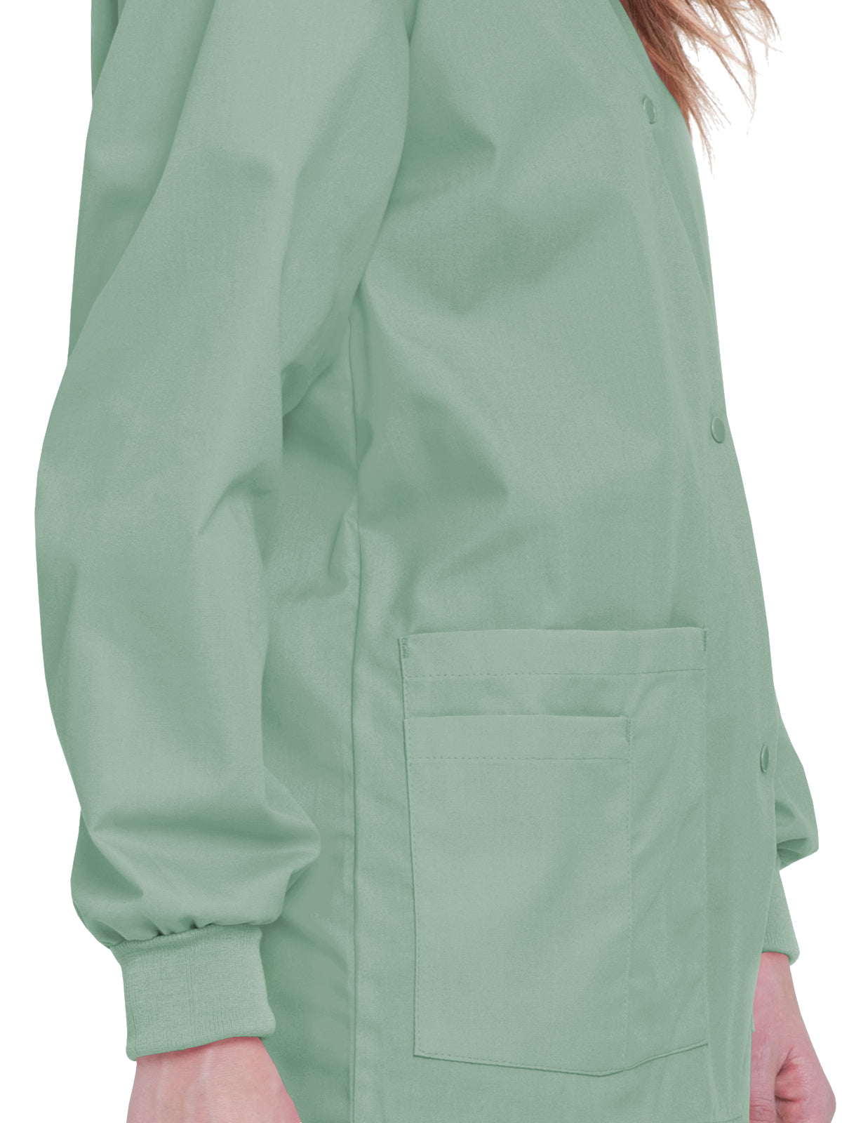 Women's 4-Pocket Crew Neck Warm-Up Jacket - 7525 - Sea Mist