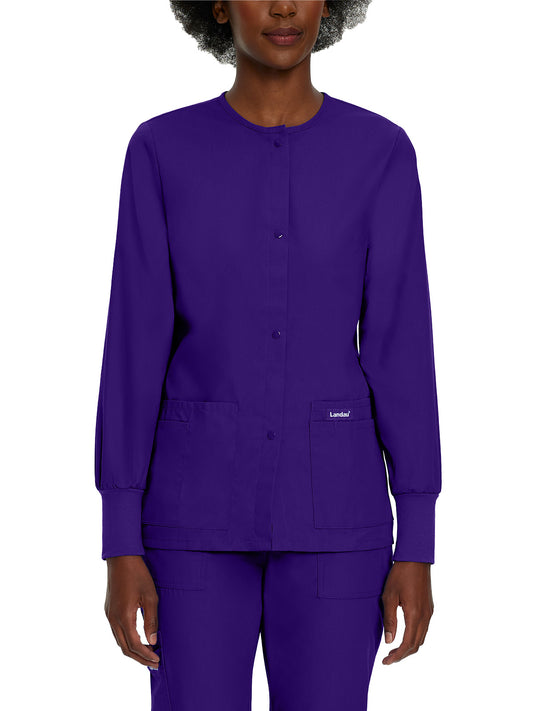 Women's 4-Pocket Crew Neck Warm-Up Jacket - 7525 - Grape