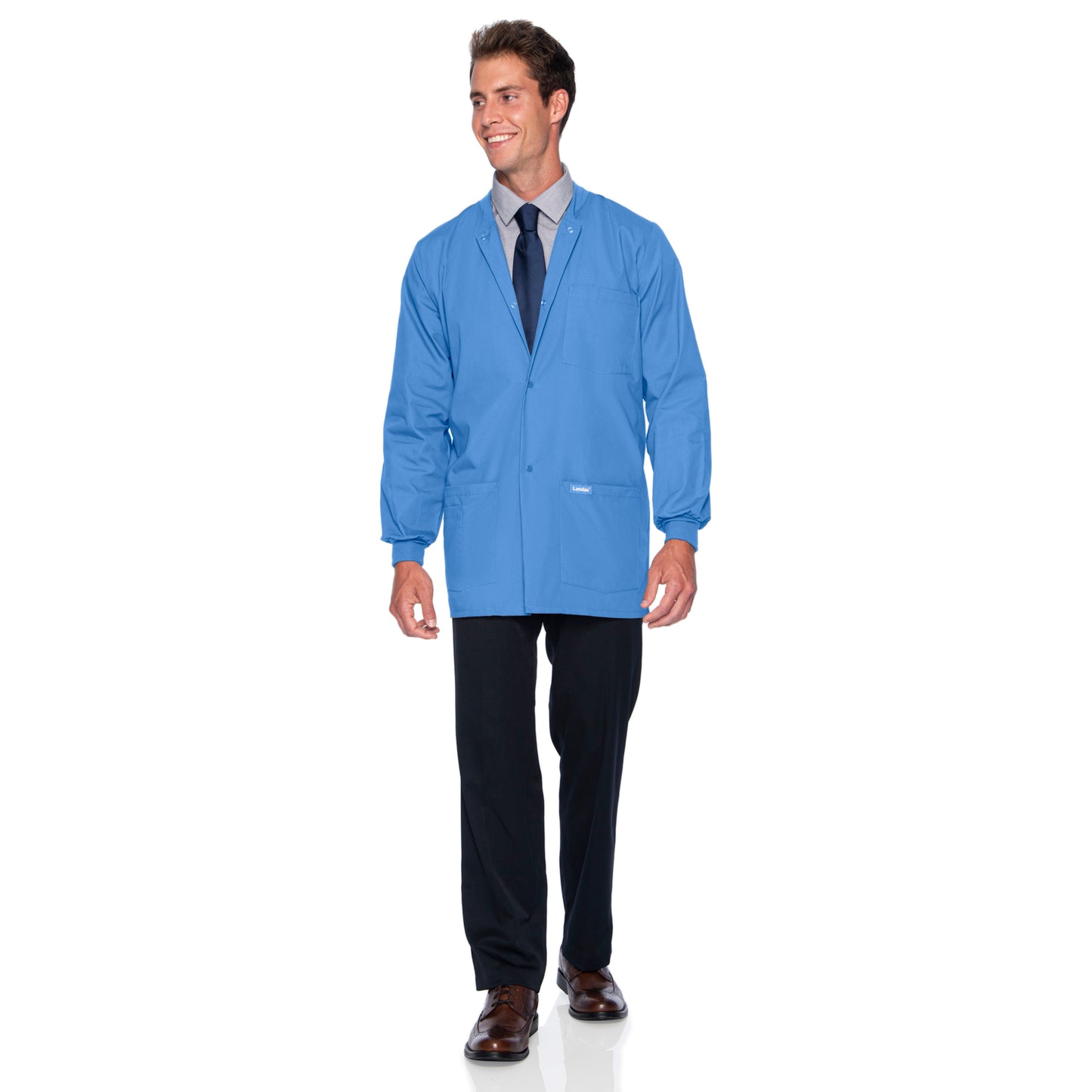 Men's 5-Pocket Crew Neck Warm-Up Jacket - 7551 - Ceil Blue