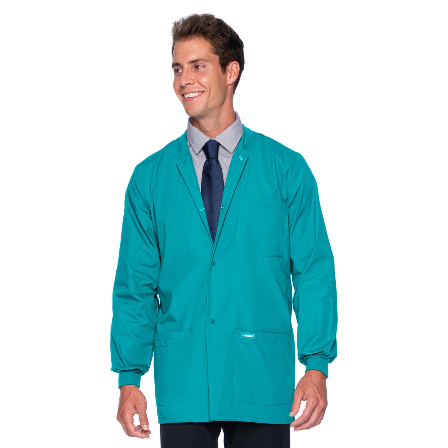 Men's 5-Pocket Crew Neck Warm-Up Jacket - 7551 - Teal