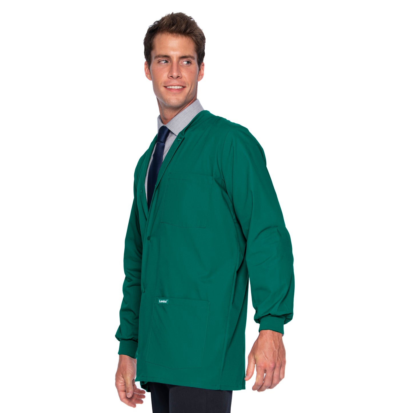 Men's 5-Pocket Crew Neck Warm-Up Jacket - 7551 - Hunter Green