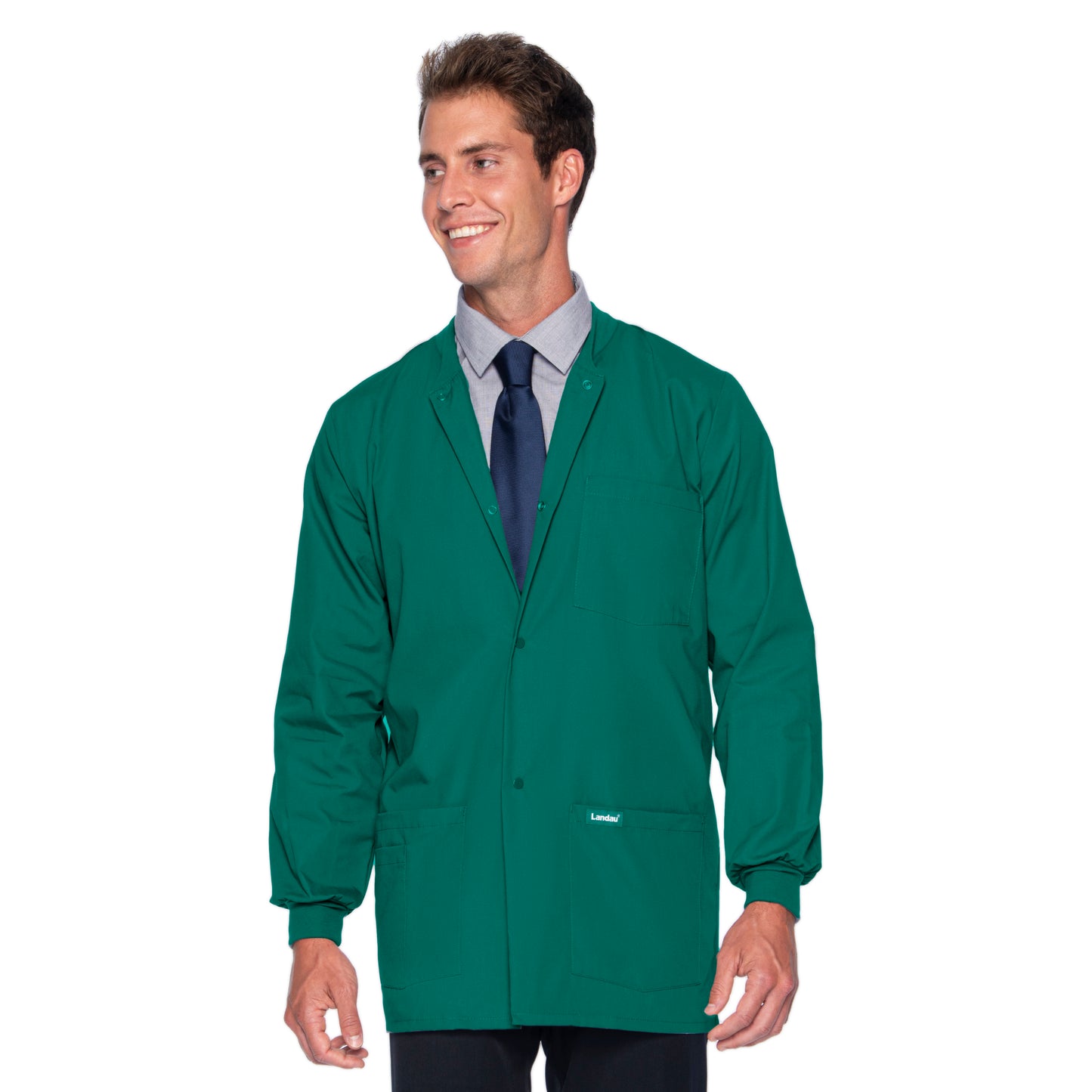Men's 5-Pocket Crew Neck Warm-Up Jacket - 7551 - Hunter Green