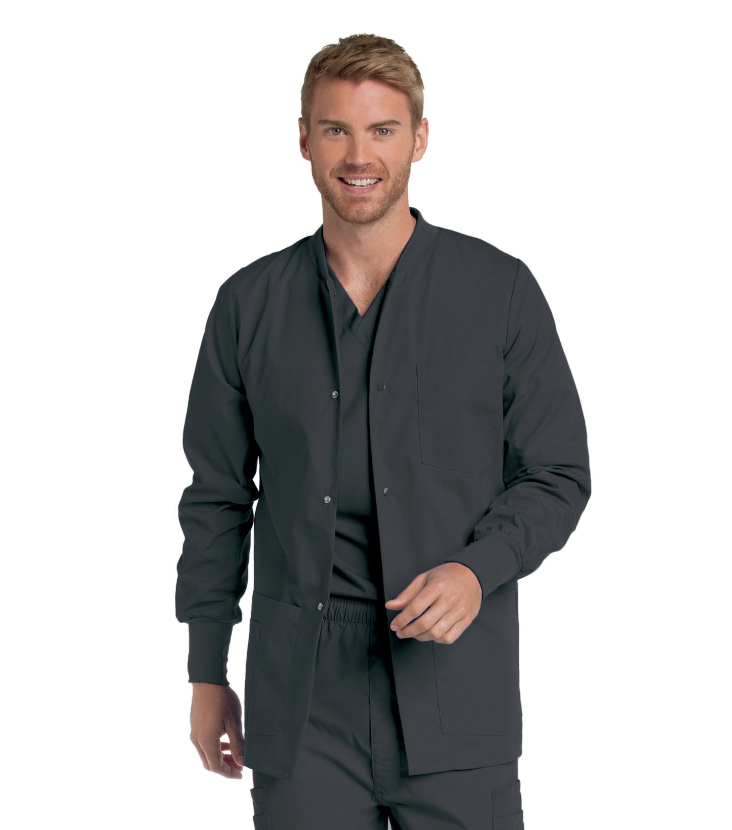 Men's 5-Pocket Crew Neck Warm-Up Jacket - 7551 - Graphite