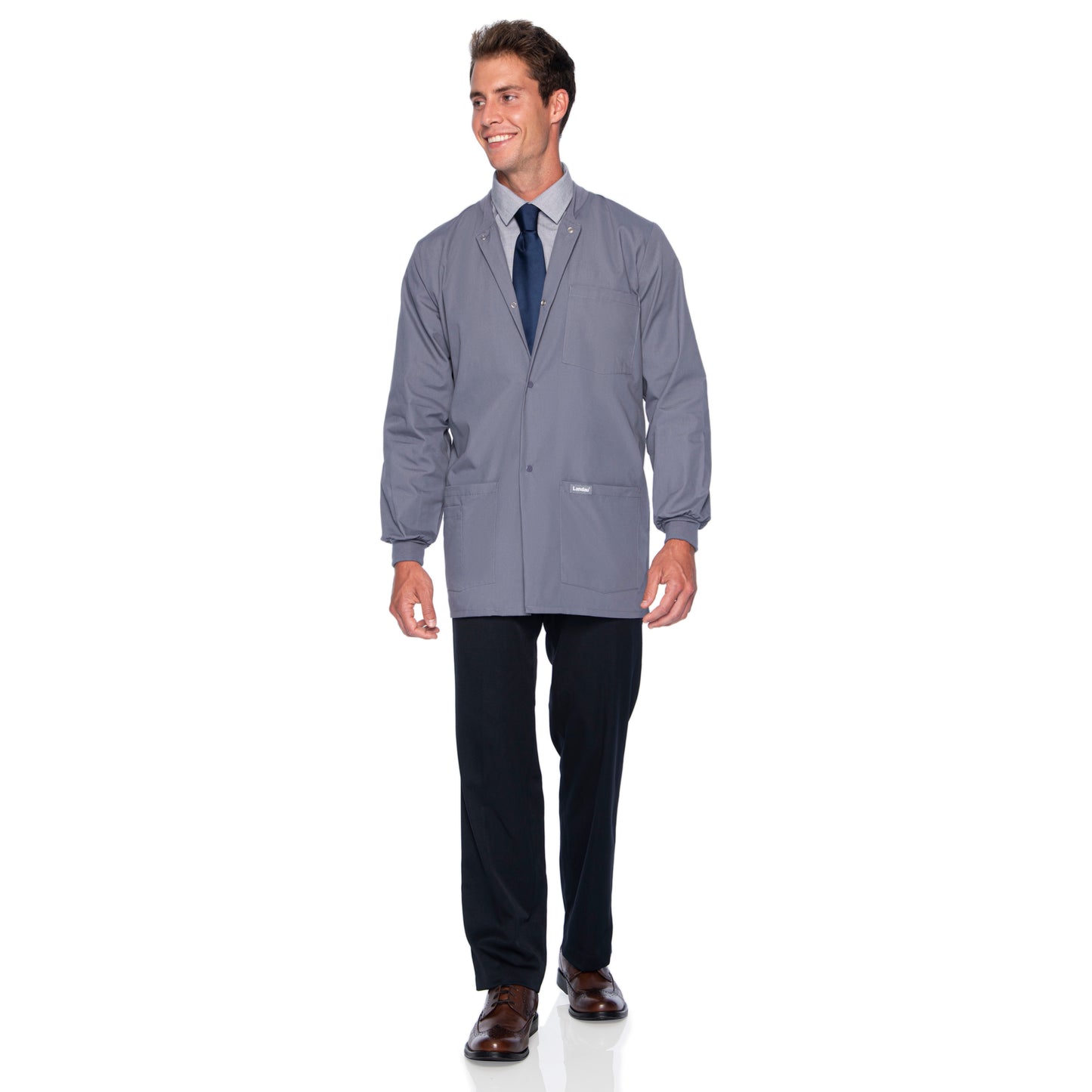 Men's 5-Pocket Crew Neck Warm-Up Jacket - 7551 - Steel Grey