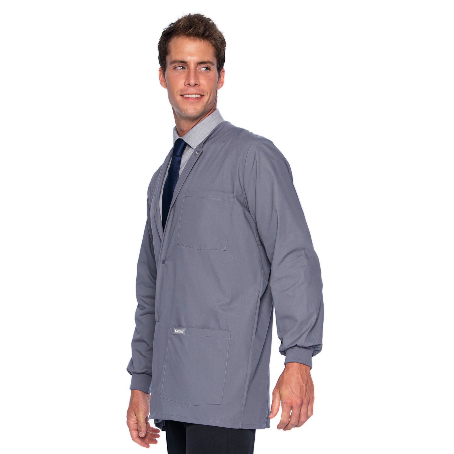 Men's 5-Pocket Crew Neck Warm-Up Jacket - 7551 - Steel Grey