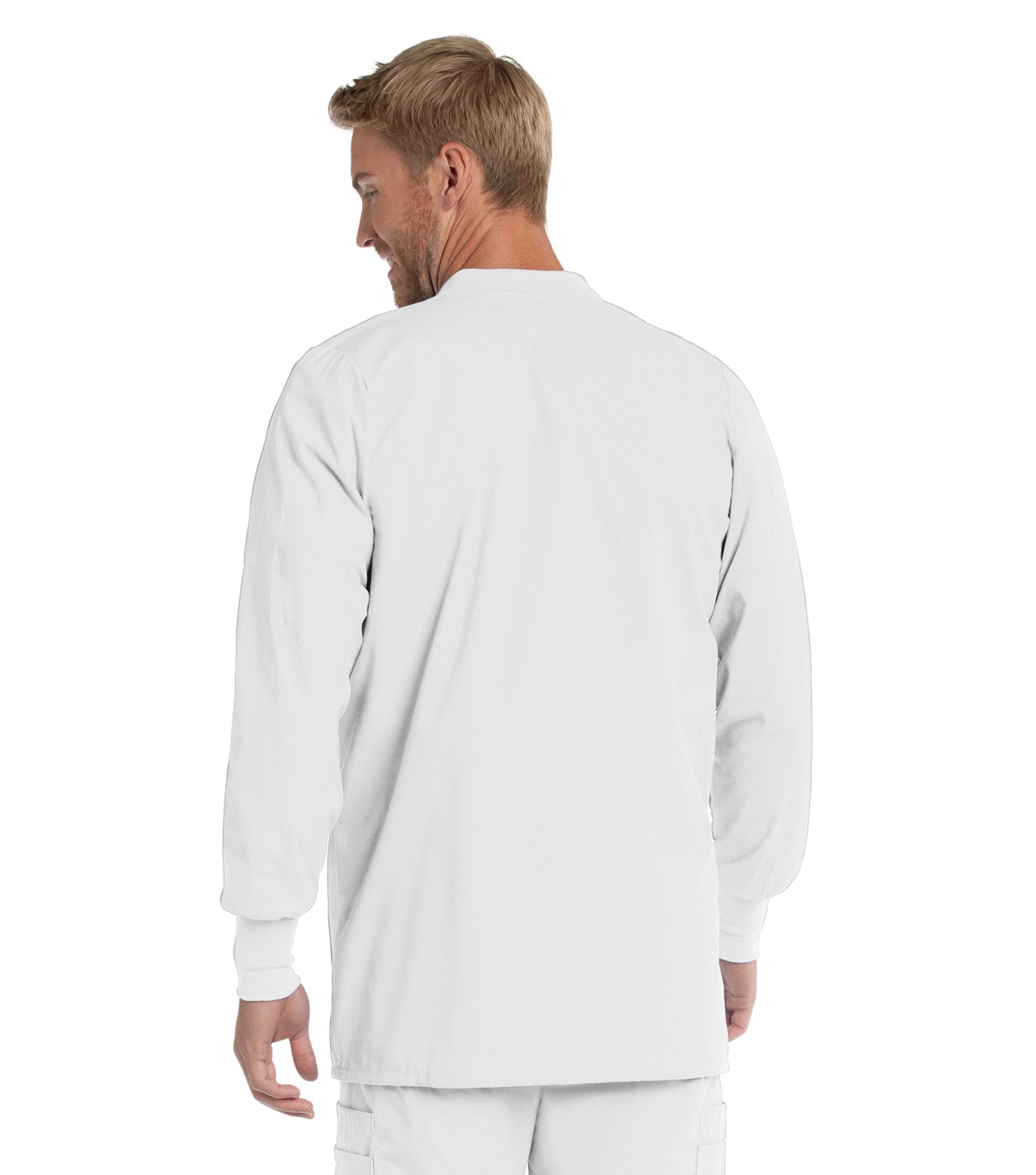Men's 5-Pocket Crew Neck Warm-Up Jacket - 7551 - White Twill