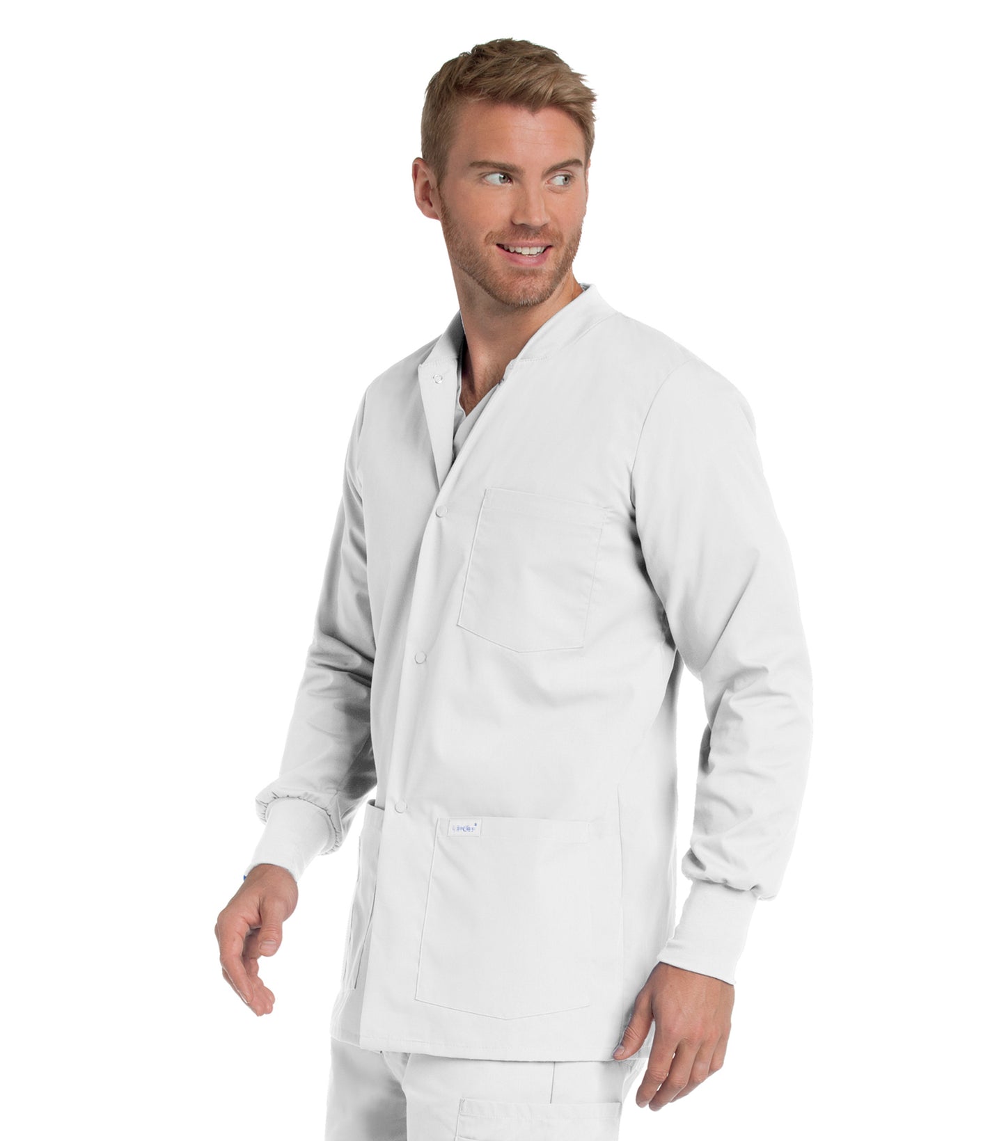 Men's 5-Pocket Crew Neck Warm-Up Jacket - 7551 - White Twill