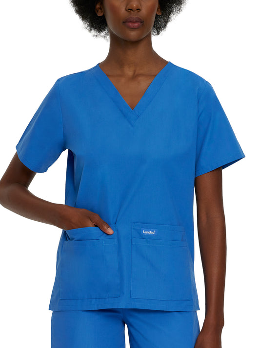 Women's 4-Pocket Durable V-Neck Top - 8219 - Royal Blue