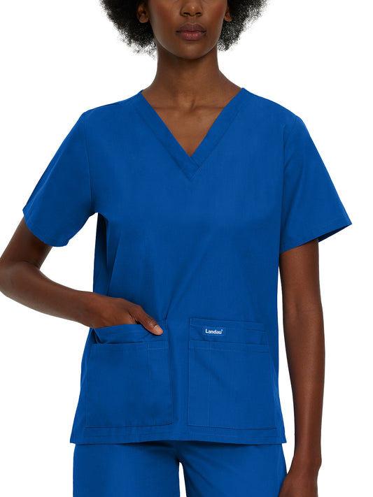 Women's 4-Pocket Durable V-Neck Top - 8219 - Galaxy Blue