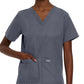 Women's 4-Pocket Durable V-Neck Top - 8219 - Steel Grey