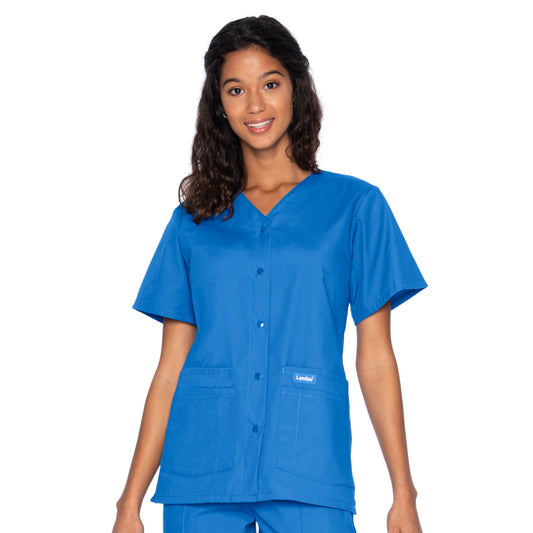 Women's 4-Pocket Snap-Front V-Neck Top - 8232 - Royal Blue