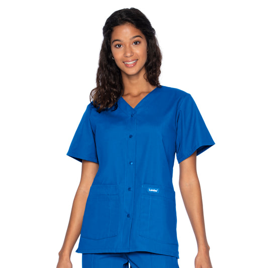 Women's 4-Pocket Snap-Front V-Neck Top - 8232 - Galaxy Blue