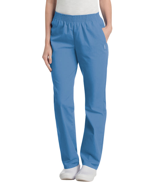 Women's 2-Pocket High-Rise Elastic Waist Straight Leg Pant - 8327 - Ceil Blue