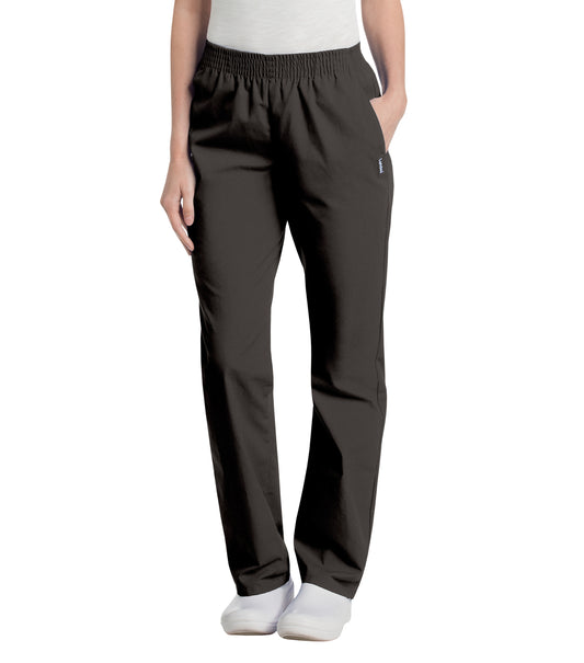 Women's 2-Pocket High-Rise Elastic Waist Straight Leg Pant - 8327 - Black