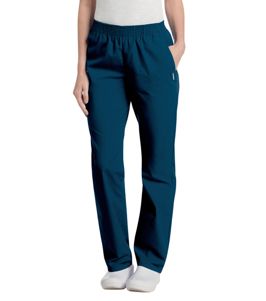 Women's 2-Pocket High-Rise Elastic Waist Straight Leg Pant - 8327 - Navy